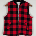 Thread and Supply  Vest Womens Small Red Black Buffalo‎ Plaid Sherpa Lined Zip Up S Photo 0