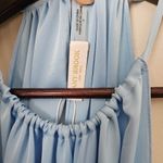 Ramy Brook  Dress Amanda Misty Blue Halter Midi Cocktail Formal Neutral Belted Photo 11