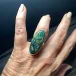 Copper Chrysocolla Silver Ring Size 8 Blue Photo 1