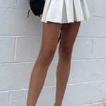 LIONESS White Pleated Stretch Mid Rise A-line Mini Skirt Women Size Small | 71-9 Photo 6