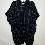 Loft Outlet Black Plaid Kimono Open Front Poncho Women's One Size Photo 0
