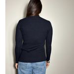 Tory Burch  Navy Blue Ribbed Sweater Leather Vest Top Size XS Photo 1