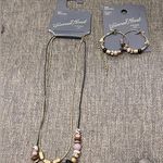 Universal Threads Universal Thread Semi Precious Purple Gold Hoop Earrings & Necklace Set Photo 0