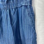 ZARA blue denim Romper white stripe off shoulder pockets women sz XS Photo 4