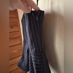 BCBG NewYork Navy Striped Peplum Spaghetti Stripe Top size 10 NWT Blue Photo 2