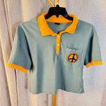 Urban Outfitters Summer Camp UO  Cropped Polo with Crochet Peace Badge Size large Photo 1