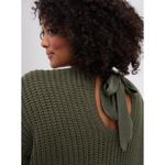 Torrid Womens Sweater Sz 0 L 12 Olive Green Cable Tie Back Thick Bow Photo 2