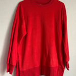 Aerie Red Oversized Cozy Fleece Crewneck Sweatshirt with Side Slit. Small Photo 0