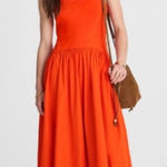 Madewell  Poplin Seamed Maxi Dress Fiery Orange Photo 0