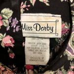 Vintage 80s 90s Miss Dorby Floral Tiered Dress Black Pink Shoulderpads 10P small Photo 8
