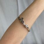 Boutique Dainty Silver Tone LOVE Cursive Bangle Bracelet Minimalist Romantic Boho NWOT Photo 10