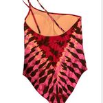 Aerie Tide Dye Pink and Black One Piece one shoulder Swimsuit size large Photo 4