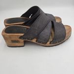 Bongo Women Size 6 Blue Leather Wooden Platform Sandals Chunky Clogs Retro Y2K Photo 7