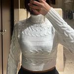 White Cable Knit Turtleneck Sweater Size XS Photo 1