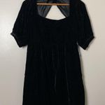 Modcloth Dress Crushed Black Velvet Babydoll Mini with Bow Twist Back Size 4 Photo 12