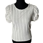 Free People Ivory Cotton Star Struck Short Puff Sleeve Top Size Medium OB900522. Photo 0