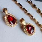 5 piece Set Gold with Red Stone and Crystals Photo 1