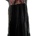 THML Women Small Dress Black Cotton Rayon Embroidery Flutter Aztec Western SW Photo 0