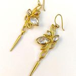 American Vintage Unique Gold and Crystal Dangle Ornate Statement Earrings Photo 1