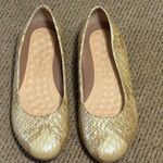Walking Cradles Gold Snakeskin Texture Ballet Flats Size 8.5 WWW Yellow Photo 1