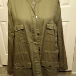 Liz & Me Utility Jacket Olive Green Button Front Long Sleeve Pockets Size 3X Photo 0