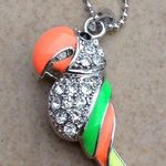 Silver Tone Neon Enamel Parrot Bird Pendant Photo 0