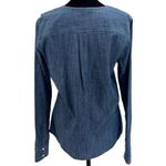 1901  Womens Chambray‎ Ruffled Long Sleeve Blouse Blue Size Small Photo 3