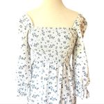 House of Harlow Linen Smocked Bodice Square Neck Floral Cottage Coquette Soft XS White Photo 5