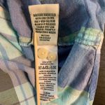 LL Bean Plaid Button Down Shirt Womens M Blue Green Roll Tab Sleeve Casual Top Size M Photo 4