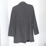 EXPRESS vintage 90s gray wool minimalist double breasted trench coat jacket by Photo 9