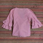 BeachLunchLounge RED GINGHAM RUFFLE SLEEVE TIE FRONT BLOUSE Photo 3