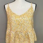 Zaful Yellow Floral Spaghetti Strap Ruffle Peplum Crop Top Photo 2