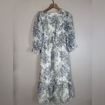 Moon River Anthropologie  Blue Floral Ruffle Midi Dress size Small Photo 11