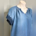 Nanette Lepore  Denim Top with Black Lace Accents Photo 3