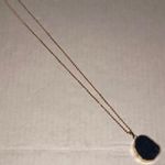 Necklace Black Agate Druzy Stone Necklace w/ 20” Gold Chain BRAND NEW Photo 2