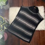 Calvin Klein Cowl Neck Poncho Sweater Grey & Black Stripes Photo 4
