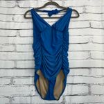 J.Crew  Ruched One-Piece Swimsuit Women’s 12 Blue V-Neck Tactel Nylon Summer Photo 5