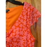 Wild Fable  Orange Flower Power Mesh Mini‎ Dress Size Medium 70s Hippie Costume Photo 3