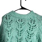 Blue Blush  Mint Green Crochet Knit Sweater Women's Medium Loose Fit Open Knit Photo 1