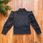 Free People  Black Ribbed Puff Shoulder Mock Neck Sweater - Size Small Photo 8