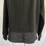 Alfani New  Mock Neck Long Sleeve Top Knit Trim High Neck Woven Blouse Black Photo 10