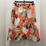 Eddie Bauer Vintage Vacation Postcards Retro Cotton Skirt Size 8 Peach Cotton Photo 1