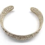 925 Sterling Silver Flower Design Cuff Bracelet Thailand Photo 2