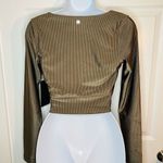 90 Degree By Reflex Rib Twist Cropped Top Long Sleeve Night Sage Green M Green Size M Photo 2