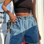 Princess Polly Blue Paper Bag Shorts Photo 0