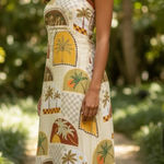 Anthropologie Paper Heart  Maxi Dress Linen Blend Strapless Palm Slit Small NWT Photo 0