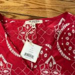Red White Embroidered Front Tie Top I Size L Photo 8