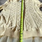 Military Hippie Cream Crew Neck Cable Knit Sweater Photo 5