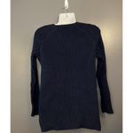 CAbi  Sweater Womens Small Navy Long Sleeve Cable Knit Side Zip Tunic Pullover Photo 4