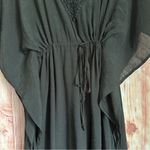 Cover 2 Cover Black V Neck Drawstring Waist Fringe Hem Swim Coverup Size M Size M Photo 5